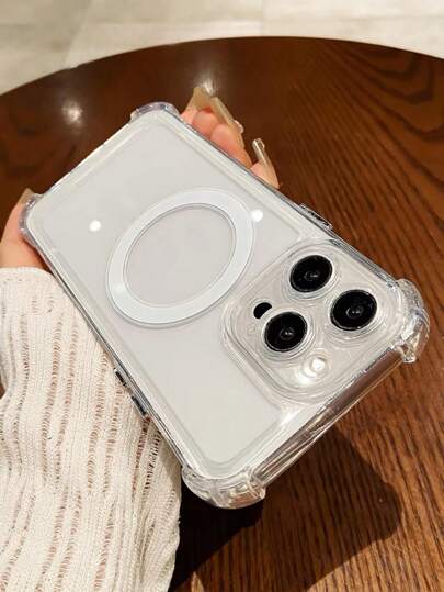 غطاء حامل هاتف أبل مغناطيسي مع وسائد هوائية متوافق مع هاتف Iphone 16 برو ماكس، شفاف مضاد للصدمات شحن لاسلكي تصميم رفيع متوافق مع Iphone 14 برو، 13، 12، 11، XR، 15 برو + حماية كاميرا عالية الجودة