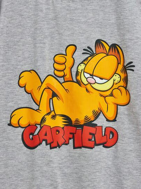 GARFIELD | SHEIN بيجاما مجموعة قصيرة الأكمام والشورت بطابع كرتوني لفتى المراهق، صيفية