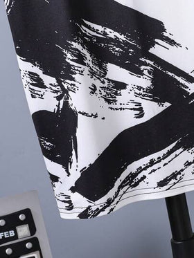 مجموعة ملابس علوية وشورت قصير كاجوال وعطلة مزخرف بالرسم بالغرافيتي والحبر لبنين ، موسم الربيع/الصيف 2 قطعة/مجموعة