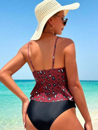 طقم تانكيني حريمي Swim Lushoire فانيلة قص محصول بطلعة زهرية، لإطلالة العطلات للنساء، ألوان عشوائية صيفية