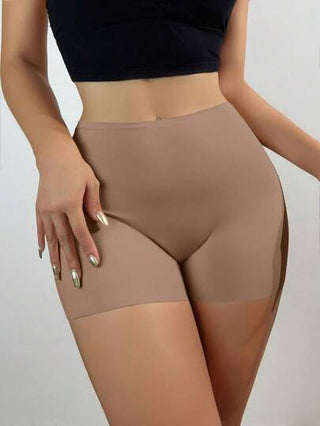 سراويل سلامة نسائية من الحرير الصقيعي السلس بتصميم مضاد للضوء وحواف غير ملتفة، شورت بوكسر للنساء بخصر متوسط للتدليك