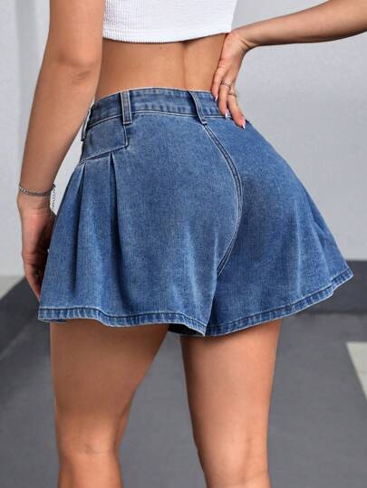 SHEIN EZwear شورت جينز صيفي أنيق للنساء