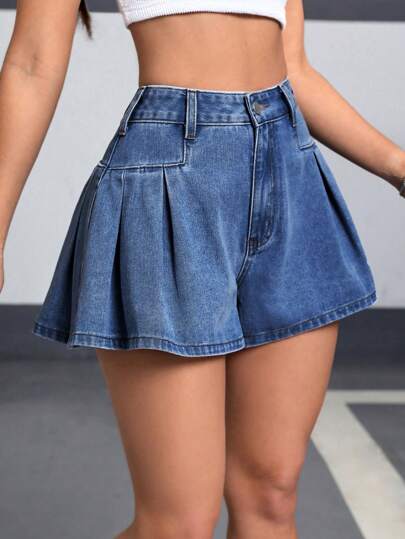 SHEIN EZwear شورت جينز صيفي أنيق للنساء