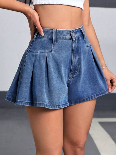 SHEIN EZwear شورت جينز صيفي أنيق للنساء