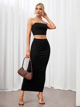 SHEIN Tall تنورة أنيقة سوداء