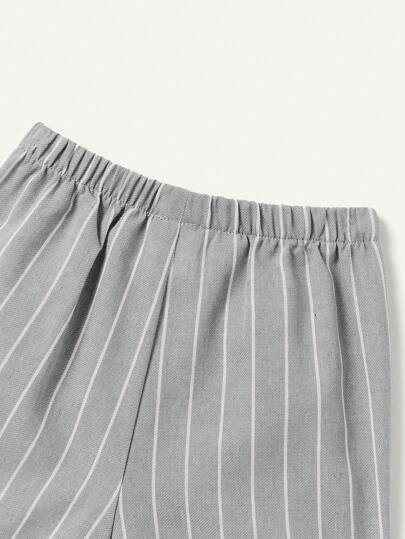 Cozy Pixies طقم للأطفال يتكون من قميص بولو ذو أكمام قصيرة بلون سادة للأولاد مع ياقة وشورت بنقشة المربعات العارضة للمناسبات العادية من قطعتين