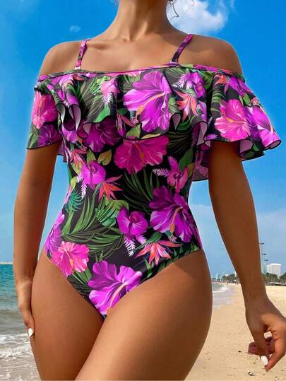 Swim Lushoire مايوه نسائي مكون من قطعة واحدة (طباعة عشوائية) - حقوق النشر مشتراة
