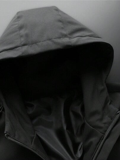 معطف رجالي مزود بسحاب وسحاب للرأس بدون تي شيرت، للخريف