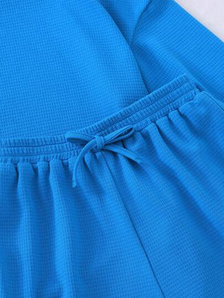 girls-sets تي شيرت بأكمام قصيرة وشورتات بقصة واسعة من اللون الأحادي لفتيات المراهقات من LMoss، طقم ملابس كاجوال