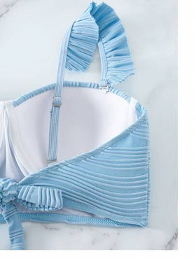 SHEIN Swim مجموعة ملابس سباحة نسائية بنسيج سادة لقضاء العطلات على الشاطئ