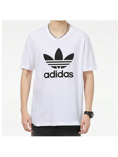Adidas Originals تي شيرت رجالي رياضي صيفي جديد من نوع "كلوفر" قصير الأكمام، من قماش قابل للتنفس، بتصميم عادي