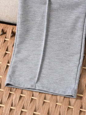 SHEIN Genkimix Kids بنطال رياضي يومي صلب مع خصر مرن للفتاة الصغيرة