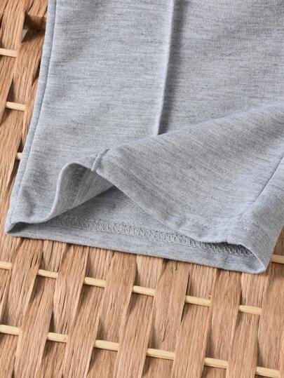 SHEIN Genkimix Kids بنطال رياضي يومي صلب مع خصر مرن للفتاة الصغيرة