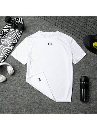 Under Armour تي شيرت كاجوال بأكمام قصيرة بطراز صديق الرجل، أزياء رياضية وتدريب عصرية