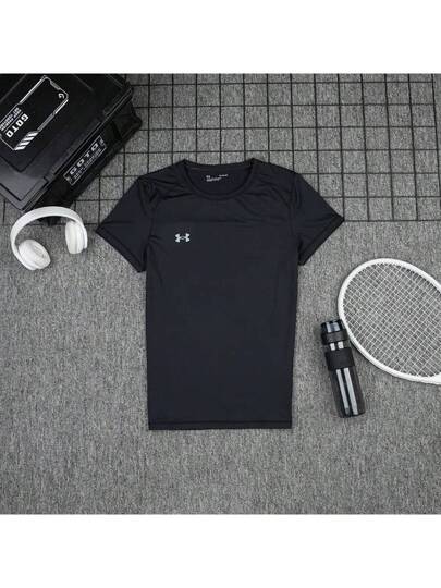 Under Armour تي شيرت تي شيرت قصير الأكمام بأسلوب صديق الحبيب للرجال، لياقة بدنية تدريب رياضي، موضة كاجوال