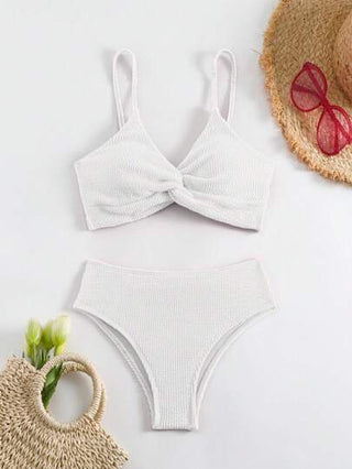 Swim مجموعة بيكيني بتويست بسيطة وصلبة متعددة الاستخدامات للنساء للاستخدام اليومي والشاطئ في فصل الصيف