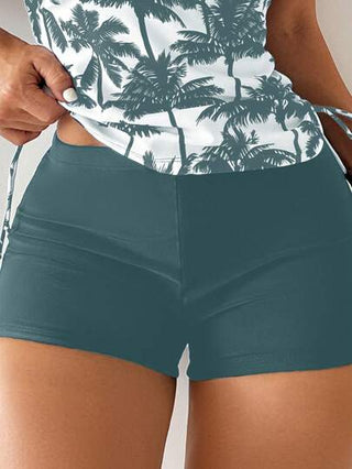 طقم تانكيني حريمي Swim Lushoire طقم بيكيني مطبوع عليه أشجار النخيل مع شورت منسدل، صيف شاطئ للمرأة