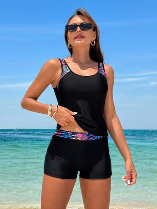 طقم تانكيني حريمي Swim Lushoire مجموعة ملابس سباحة قطعتين منقوشة بالأزهار لأعياد المناسبات ، للشاطئ الصيفي