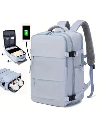 حقيبة ظهر بسعة كبيرة مع حجرة للأحذية، حقيبة ظهر كاجوال مع منفذ شحن، حقيبة ظهر محمولة للكمبيوتر المحمول للتنزه والتخييم والرياضة الخارجية، للطلاب شنطه جامعه شنط جامعات شنطة ظهر للسفر حقيبه جامعه