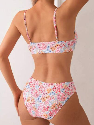 Swim Mod مجموعة بيكيني جذابة بطبعة زهور الصيف للسيدات على شاطئ البحر، عشوائية الطباعة