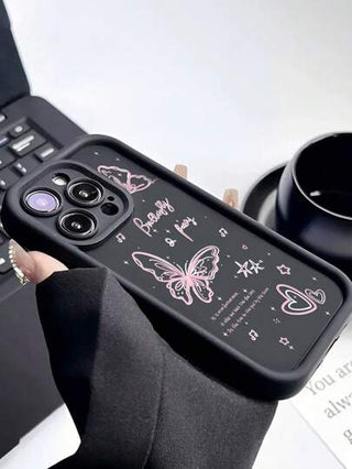 غطاء هاتف مطبوع بنمط الفراشة السميك المضاد للسقوط، متوافق مع أجهزة Apple & Samsung