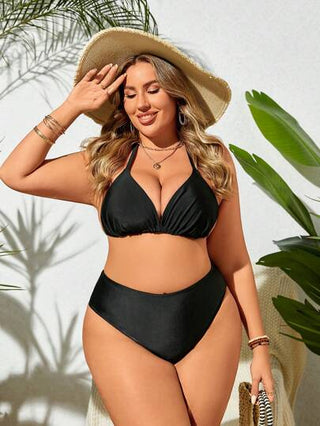 Swim Vcay سروال بيكيني موحد اللون مقاس كبير للشاطئ والعطلات الصيفية
