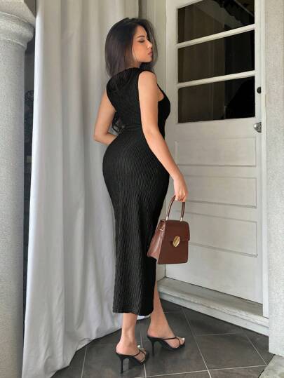 Aloruh سترة نسائية أنيقة بدون أكمام ونسيج مجعد، بها شق مثالية لحفلات المساء، تتناسب مع الفساتين