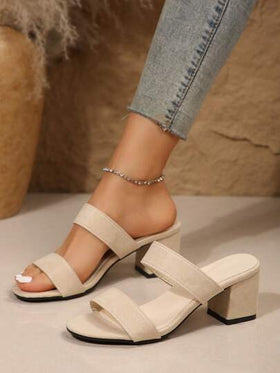 أحذية نسائية جديدة ذات كعب عالي سميك، أحذية ذات أصبع قدم دائري ذهبي للارتداء بسهولة، ملابس ربيعية وصيفية