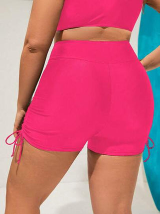 SHEIN Swim Curve قاع مايوه بحجم زائد مع تجعيد، جيوب، ورباط على الجانبين