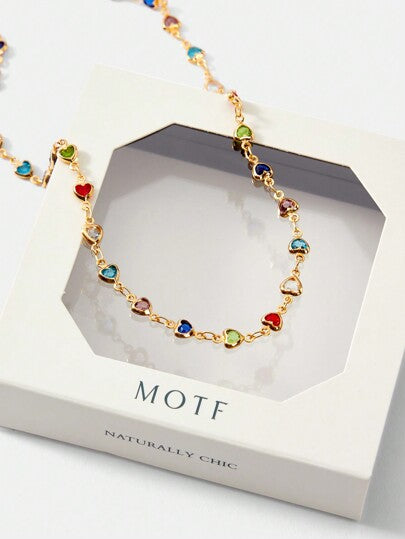 MOTF PREMIUM قلادة سلسلة دقيقة مطلية بالذهب عيار 18 قيراط، هدية عيد الأم، عيد الحب