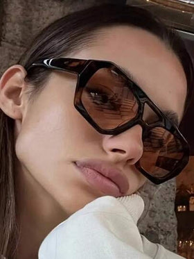 نظارات أزياء مربعة فاخرة جديدة للرجال والنساء، نظارات أزياء فريدة من نوعها ذات عدسات بحرية، مناسبة للارتداء اليومي وكاكسسوارات شاطئ للنساء، نظارات شمسية لموسم الصيف والشاطئ والسفر والخارجيات، إطار طيار ضخم بأسلوب بوهيمي منمر على نمط القنف وأحجار السلحفاة