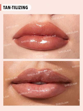 SHEGLAM ملمع شفاه Power Bouquet-ملمع شفاه مرطب ملون لامع بلون بني فاتح مع زيت شفاه غير لاصق لإصلاح الشفاه وخلاصة عباد الشمس للعناية بالشفاه ومناسبات وعيد الميلاد والشتاء وبني ملمع الشفاه عيد الأب التخرج عيد الميلاد العطلة الربيع الصيف Y2K فاخر أزياء...