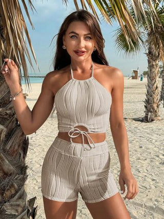 طقم تانكيني حريمي Swim Lushoire مجموعة تانكيني بتصميم نسائي مونوكروم للصيف على الشاطئ