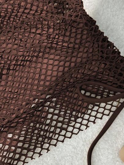 SHEIN Swim مجموعة بكيني جذابة مكونة من برو و سروال سباحة بلون سادة و ربطة عنق للنساء مع تنورة غطاء جذابة، 3 قطع، ملابس السباحة الصيفية للشاطئ