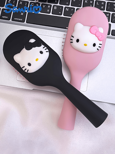 Sanrio قطعة واحدة، مشط شعر سادة بتصميم هالو كيتي وكوروني، فرشاة شعر كرتونية مريحة للتدليك، لون عشوائي، أسنان مشط قابلة للتعديل