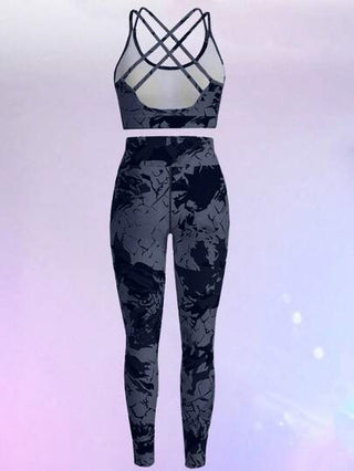 SHEIN Sport Studio طقم سترة وبنطلون مطبوع للنساء، مع تي شيرت بأكمام قصيرة للرياضة والارتداء اليومي، مجموعة تدريب للنساء، مجموعة بنطلونات رياضية للنساء