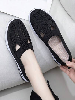 حذاء نسائي من نوع Slip-On، حذاء مسطح عارض، حذاء رياضي مريح ومنسجم مع التنفس