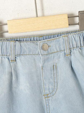 SHEIN Vintaside Kids سروال جينز خفيف وبتصميم فضفاض للفتيات الصغيرات لإطلالة عارضة خلال العطلات