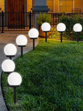 3 قطع إضاءة شمسية خارجية LED بضوء أبيض بارد، إضاءة كروية شمسية مقاومة للماء، إضاءة شمسية كروية للحدائق، إضاءة شمسية للحديقة والممرات والأرصفة، إضاءة زخرفية شمسية مقاومة للماء لإضاءة الحدائق والطرق والممرات، (إضاءة بيضاء)
