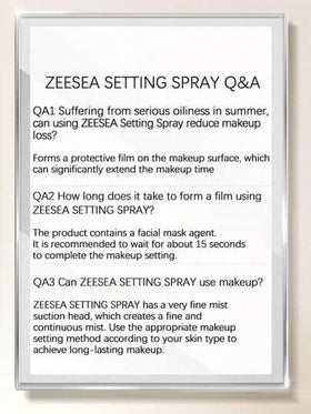 Zeesea رذاذ تثبيت مرطب طويل الأمد، مناسب للبشرة الجافة، يوفر الرطوبة دون الحاجة إلى إزالة المكياج، مكافحة الزيوت، تثبيت سريع