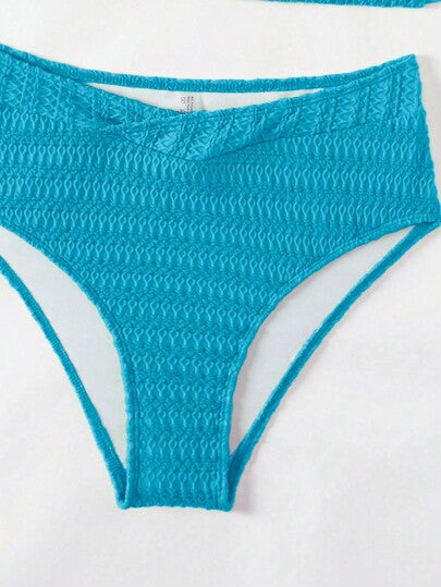 Swim مجموعة بيكيني جذابة للسيدات مكونة من حمالة عنق لون سادة للاستخدام في العطلات وعلى الشاطئ في الصيف