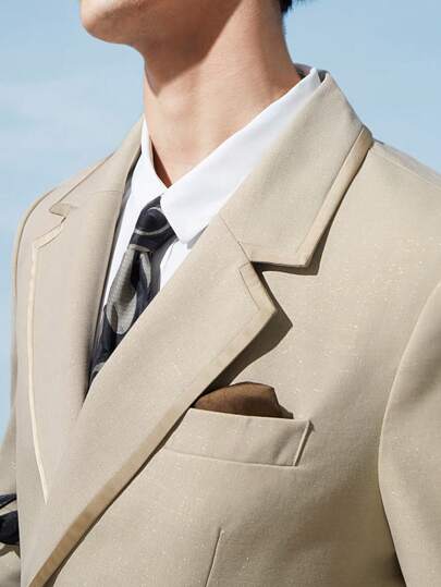 AKNOTIC Business Casual بليزر رجالي مُنسوج ذو لمعان سهل العناية، للخريف والشتاء