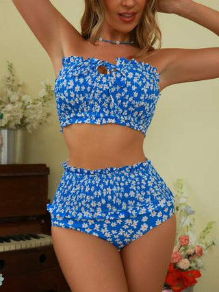 Swim Mod مجموعة بكيني بسيطة مطبوعة بشكل عشوائي للنساء في الصيف على الشاطئ