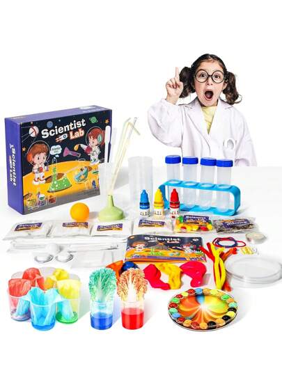 طقم تجارب علمية 48 في 1، طقم تجارب علمية DIY STEM، ألعاب تعليمية للأولاد والبنات من عمر 6 إلى 11 سنة، ألعاب علمية، حفلة علمية، فيزياء علمية، طقم أعمال يدوية، مجهر محمول، علوم للأطفال