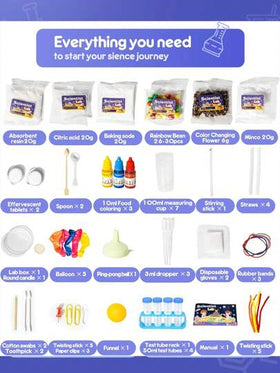 طقم تجارب علمية 48 في 1، طقم تجارب علمية DIY STEM، ألعاب تعليمية للأولاد والبنات من عمر 6 إلى 11 سنة، ألعاب علمية، حفلة علمية، فيزياء علمية، طقم أعمال يدوية، مجهر محمول، علوم للأطفال