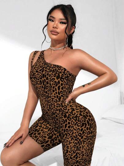 Slaydiva بيكيني ذو قطعة واحدة للنساء بطبعة جلد الفهد المجوف للصيف 2025
