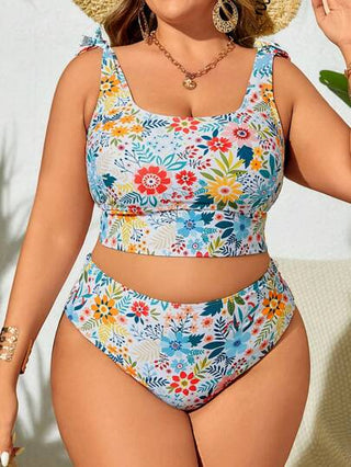 Swim Lushoire ملابس سباحة تانكيني مقاسات كبيرة مطبوعة أنيقة للنساء للاستخدام في العطلات الصيفية ، شاطئ الصيف