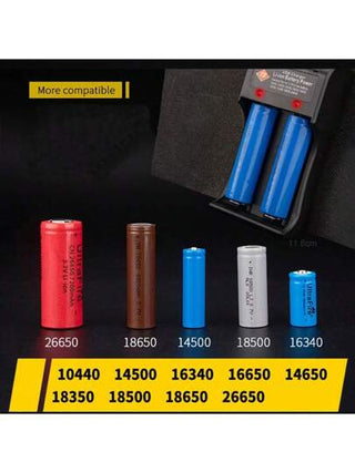 شاحن بطارية بمنفذ USB يحتوي على فتحتي شحن/ أربع فتحات شحن (البطارية غير مشمولة) متوافق مع بطاريات الليثيوم القابلة لإعادة الشحن