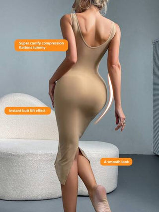 ثوب نسائي ضيق بأسلوب ملابس علوية أنيق بلون سادة