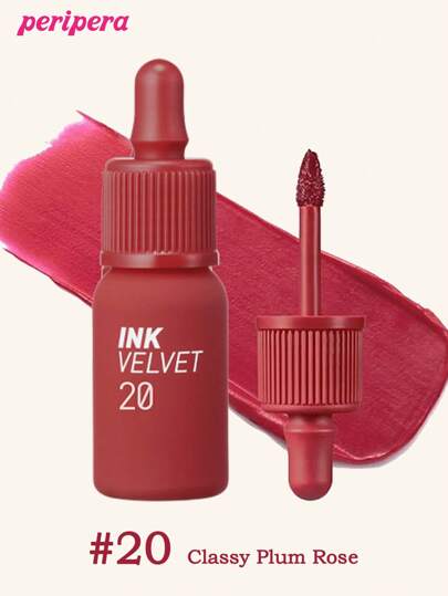احمر شفاه سائل Peripera Ink The Velvet ذو قوام الحرير، ذو لون عالي الصباغة، طويل الأمد، خفيف الوزن، خال من الجلوتين والباربين، احمر شفاه بقوام الحرير الأحمر، أحمر شفاه سائل، ناعم وطويل الأمد، جمال كوري